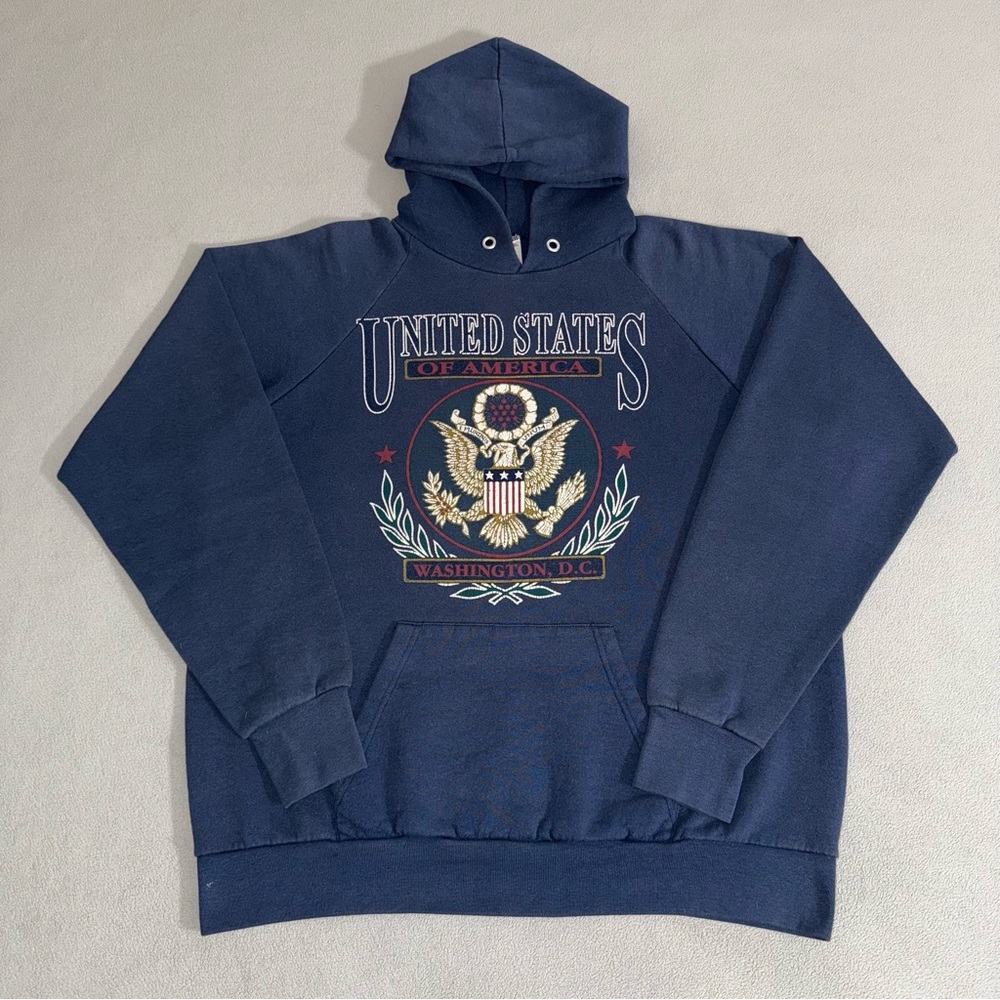 Vintage 90s United States of America Washington DC Hoodie XL Patriotic USA Made